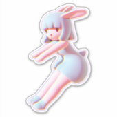 かわいいバニー応援チラシ捕獲空気チアリーダー シール (正面)