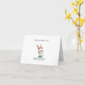 かわいいバニー折り畳み誕生日カー子供へド カード (黄色い花)