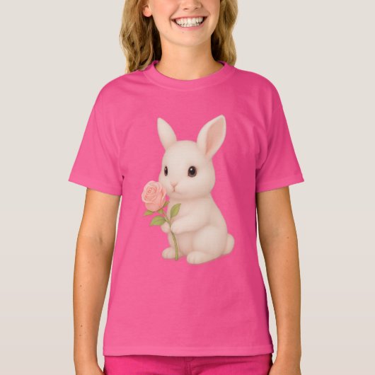 かわいいバニー持ち花女子Tシャツ Tシャツ (正面)