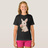 かわいいバニー持ち花女子Tシャツ Tシャツ (正面フル)