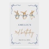 かわいいバニー春キッド3rd誕生日パーティーへようこそ アクリルサイン (正面)