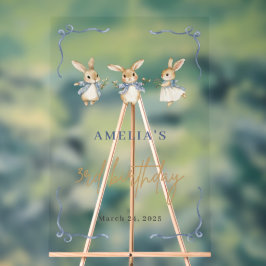 かわいいバニー春キッド3rd誕生日パーティーへようこそ アクリルサイン