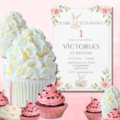 かわいいバニー最初の誕生日パーティー 招待状