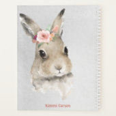 かわいいバニー水色フローラスクリプト名プランナー プランナー手帳 (裏面)