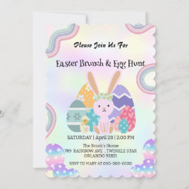かわいいバニー狩りエッグディノハッピーイースターデイパーティー 招待状