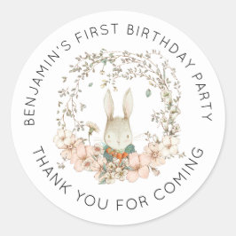 かわいいバニー緑1歳の誕生日ありがとう ラウンドシール