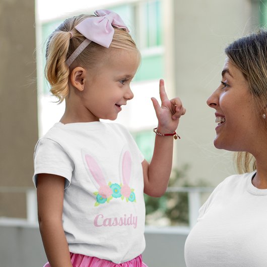 かわいいバニー耳ティアラパーソナライズされた復活祭 トドラーTシャツ