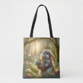 かわいいバニー花イースターバスケット トートバッグ (正面)