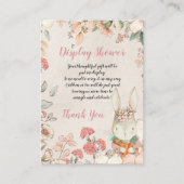かわいいバニー花模様ベビーガールディスプレイシャワー エンクロージャーカード (正面)