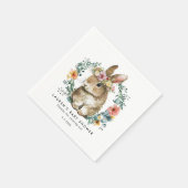 かわいいバニー花模様春ベビーシャワーナプキン スタンダードカクテルナプキン (角)