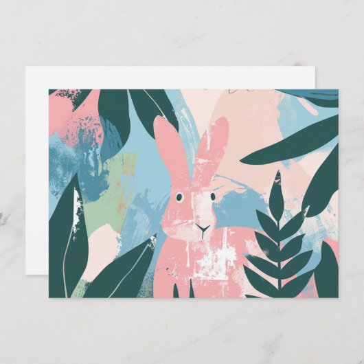 かわいいバニー芸術的ハッピーイースターグリーティングカード シーズンカード (正面/裏面)