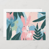 かわいいバニー芸術的ハッピーイースターグリーティングカード シーズンカード (正面/裏面)