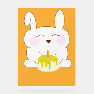 かわいいバニー誕生日をテーマにしたポスター アクリルサイン