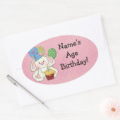 かわいいバニー誕生日スタンプ 楕円形シール (封筒)