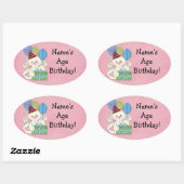 かわいいバニー誕生日スタンプ 楕円形シール (シート)