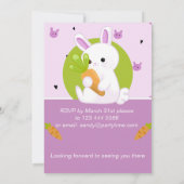 かわいいバニー誕生日パーティーの招待状。編集可能。 招待状 (裏面)