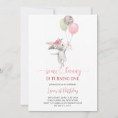 かわいいバニー誕生日パーティー 招待状 (正面)