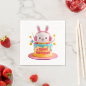 かわいいバニー誕生日 スタンダードカクテルナプキン (インサイチュ)