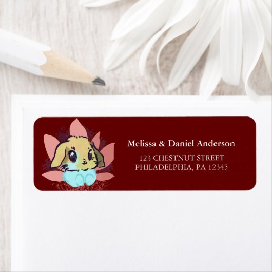 かわいいバニー赤ちゃんシャワーブルゴーニュ ラベル (インサイチュ)