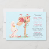かわいいバニー長距離ベビーガールシャワーバイメール 招待状 (正面)