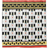 かわいいバニー顔と水玉模様シャワーカーテン シャワーカーテン (正面)