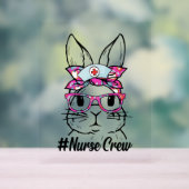 かわいいバニー顔ナース絞り染めグラスイースターデイ アクリルサイン (ニュートラル)