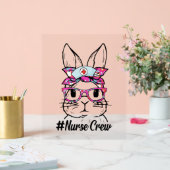 かわいいバニー顔ナース絞り染めグラスイースターデイ アクリルサイン (ウェディング)