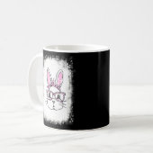 かわいいバニー顔ヒョウ印刷メガネ復活祭 コーヒーマグカップ (正面左)