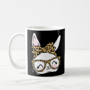 かわいいバニー顔ヒョウ眼鏡ヘッドバンドハッピーエース コーヒーマグカップ