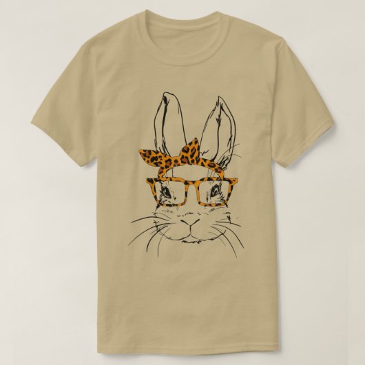 かわいいバニー顔ヒョウ眼鏡ヘッドバンドハッピーエース Tシャツ (デザイン正面)