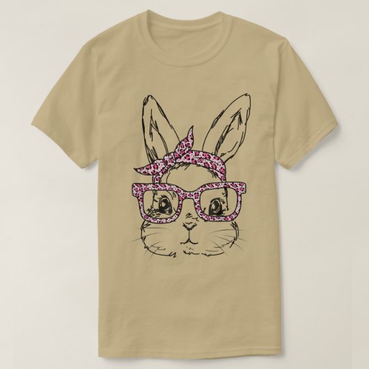 かわいいバニー顔ヒョウ眼鏡ヘッドバンドハッピーエース Tシャツ (デザイン正面)