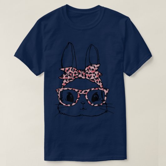 かわいいバニー顔ヒョウ眼鏡ヘッドバンドハッピーエース Tシャツ (デザイン正面)