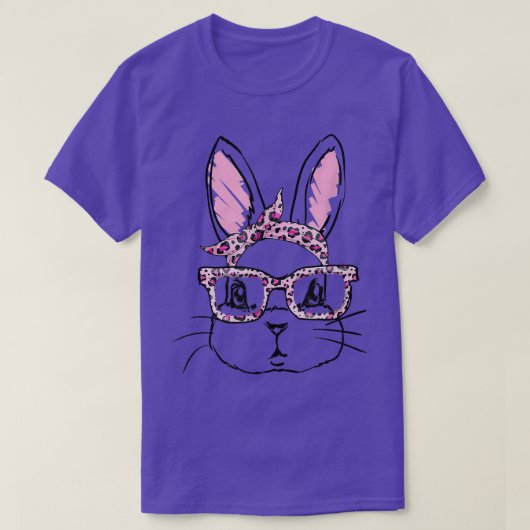 かわいいバニー顔ヒョウ眼鏡ヘッドバンドハッピーエース Tシャツ (デザイン正面)