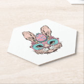 かわいいバニー顔ピンクメガネフローライースターエース ペーパーコースター (アングル)