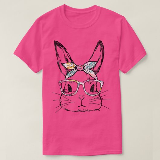 かわいいバニー顔フローラグラスヘッドバンドハッピーイースト Tシャツ (デザイン正面)