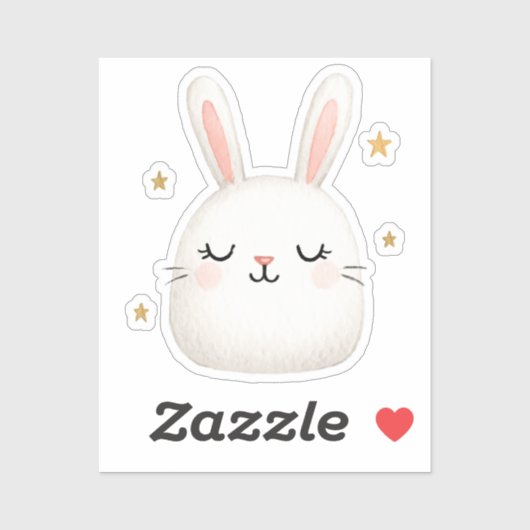 かわいいバニー顔 – かわいい白うさぎセット シール (シート)