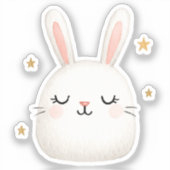 かわいいバニー顔 – かわいい白うさぎセット シール (正面)