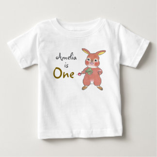 かわいいバニー1歳の誕生日ベビーTシャツ ベビーTシャツ