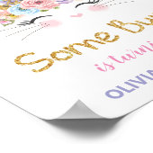 かわいいバニー1th誕生日レインボーウェルカムサインデコール ポスター (角)