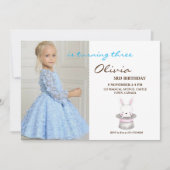 かわいいバニー3rdフォト招待状ガーリーバースデーパーティー 招待状 (正面)