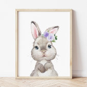 かわいいバニー、うさぎ、紫の花男女兼用、