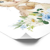 かわいいバニー、うさぎ、青い花、男の子子供部屋 フォトプリント            (角)