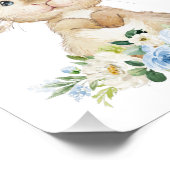 かわいいバニー、うさぎ、青い花、男の子子供部屋 フォトプリント (角)