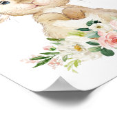 かわいいバニー、ウサギ、ピンクの花、女の子の子供部屋 ポスター (角)