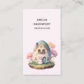 かわいいバニー&エッグシェイプのハウスパステルカラー 名刺 (正面)
