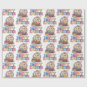 かわいいバニー&エッグホッピー復活祭ギフト ラッピングペーパー (フラット)