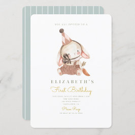 かわいいバニー&キャロットファースト誕生日1st誕生日 招待状