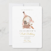 かわいいバニー&キャロットファースト誕生日1st誕生日 招待状 (正面)