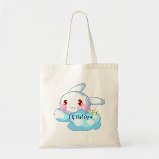 かわいいバニー、クラウド&スターカスタム トートバッグ (正面)