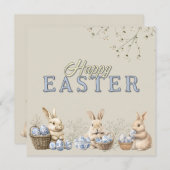 かわいいバニー&トイレブルーイースターエッグ シーズンカード (正面/裏面)